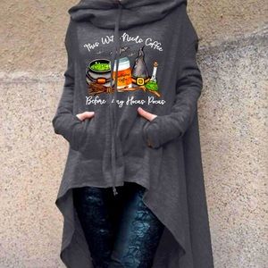 This Witch Needs Coffee Halloween Irregular/High-Low Sweater